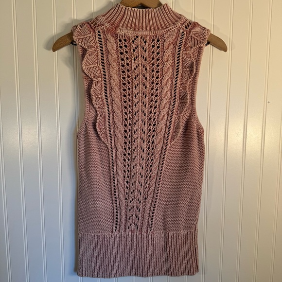 White House Black Market Knitted Ruffled Sleeveless Sweater Tank 100% Cotton M - Picture 6 of 10